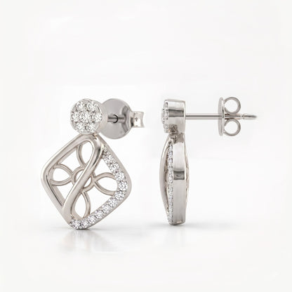 Swirl Lattice Platinum Plated Lab Grown Diamond Earrings