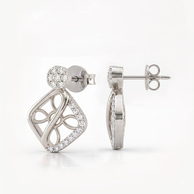 Swirl Lattice Platinum Plated Lab Grown Diamond Earrings