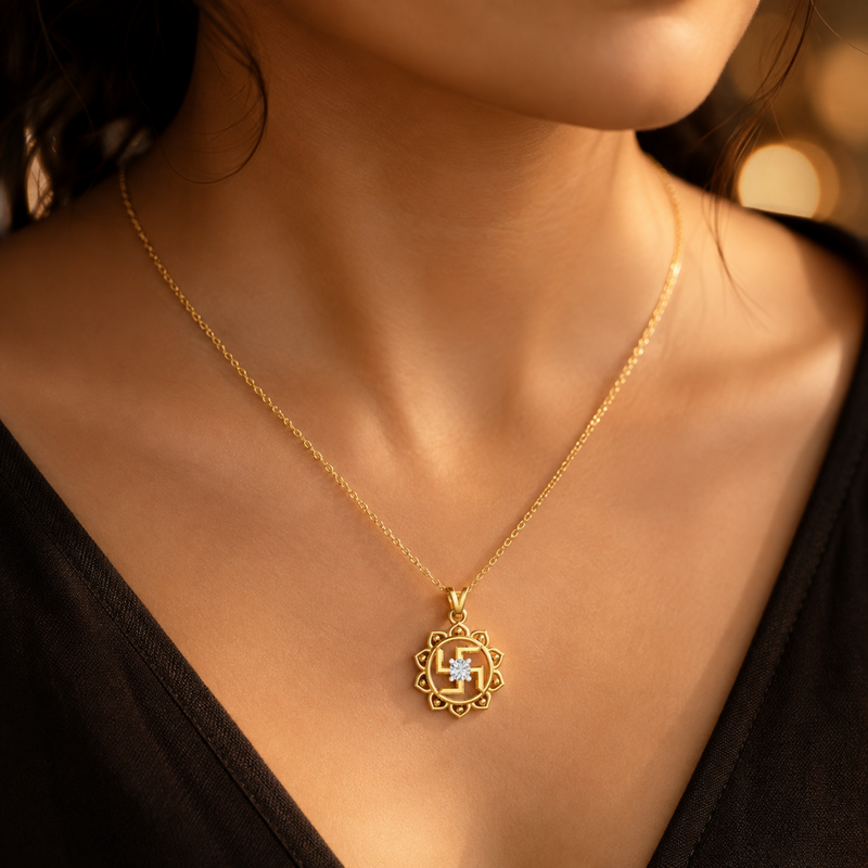 Surya Swastik Lab Grown Diamond Pendant