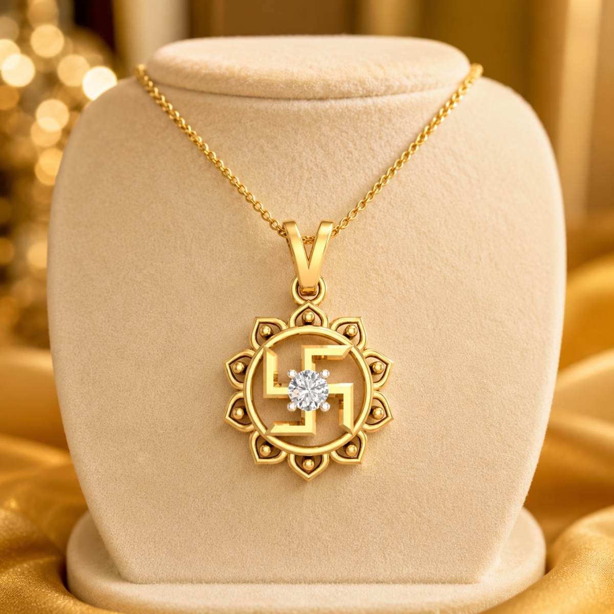Surya Swastik Lab Grown Diamond Pendant
