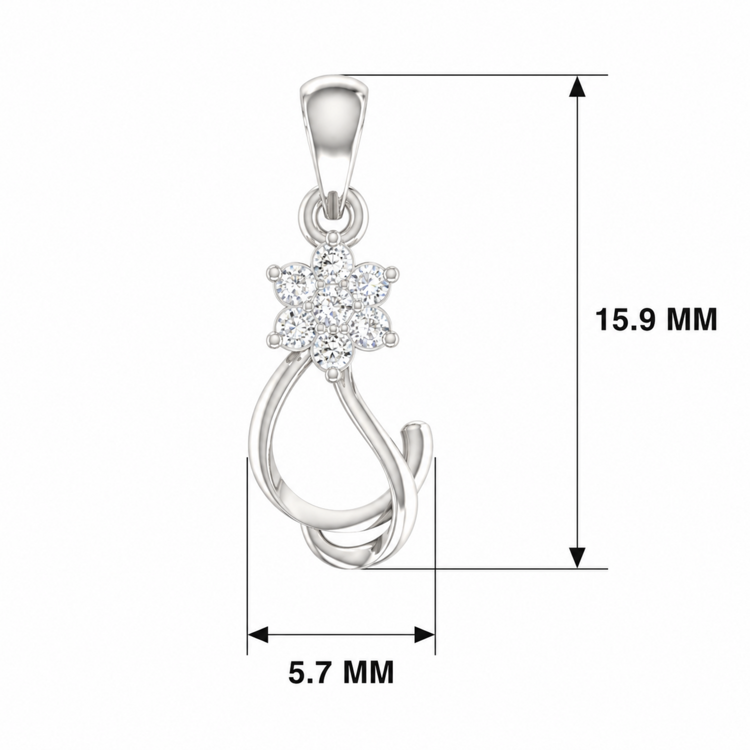 Swaying Petal Platinum Plated Lab Grown Diamond Pendant