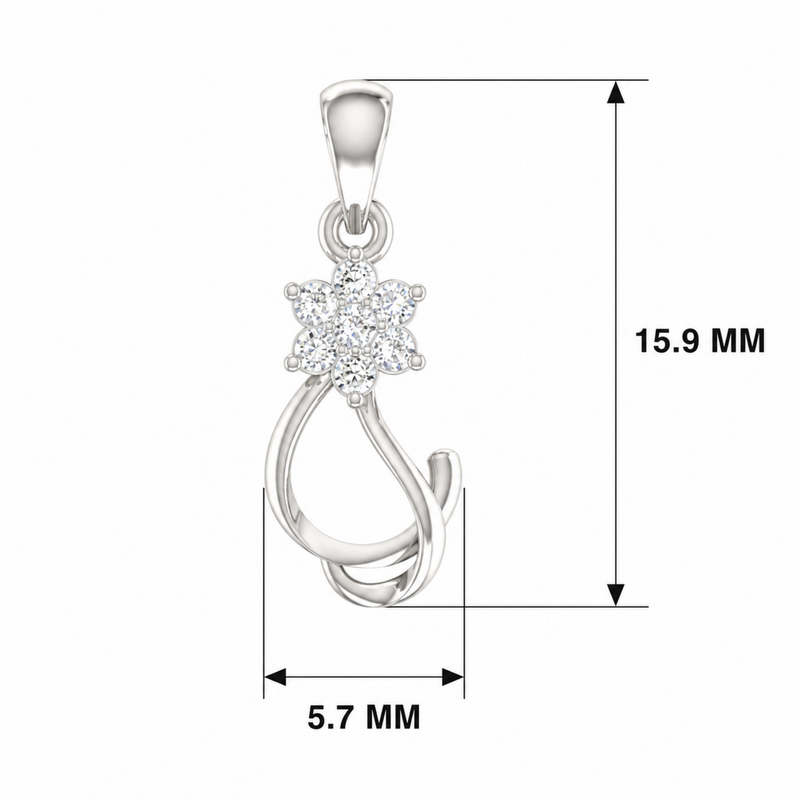 Swaying Petal Platinum Plated Lab Grown Diamond Pendant