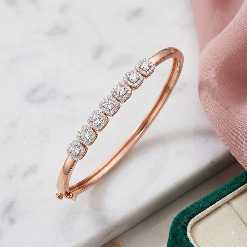 Linear Luster Rose Lab Grown Diamond Bangle