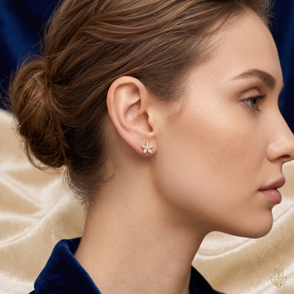 Golden Starflower Lab Grown Diamond Earrings