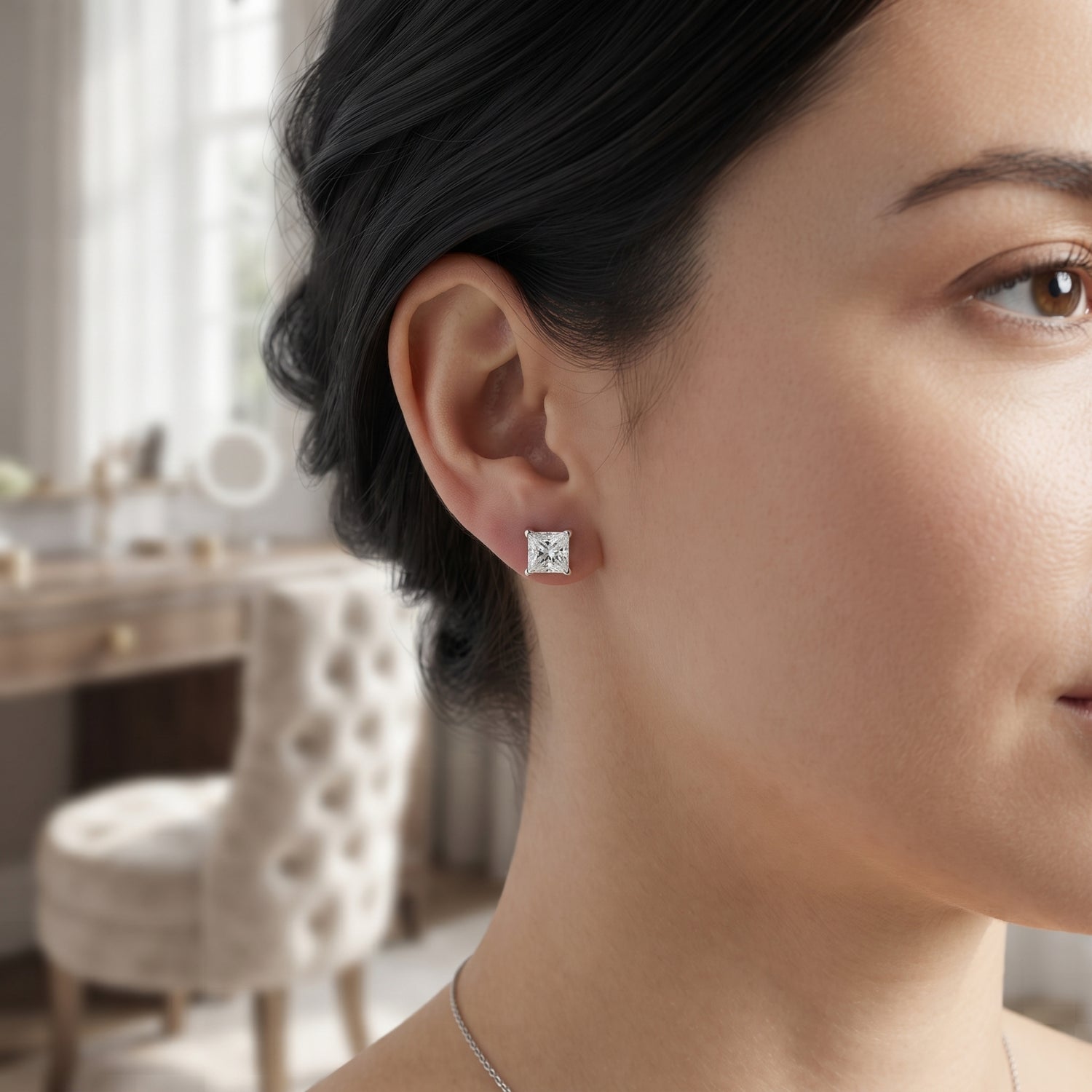 Luxe Quadrant Solitaire Lab Grown Diamond Earrings
