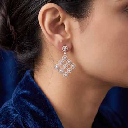 Geometric shaped rose gold earrings.