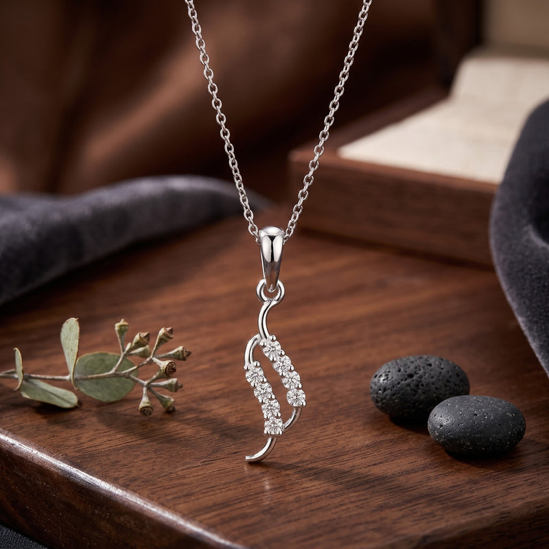 Leaf Drift Platinum Plated Lab Grown Diamond Pendant