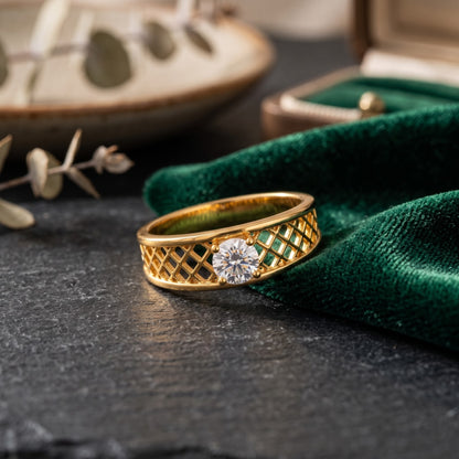 Aurevon Grid Lab Grown Diamond Ring