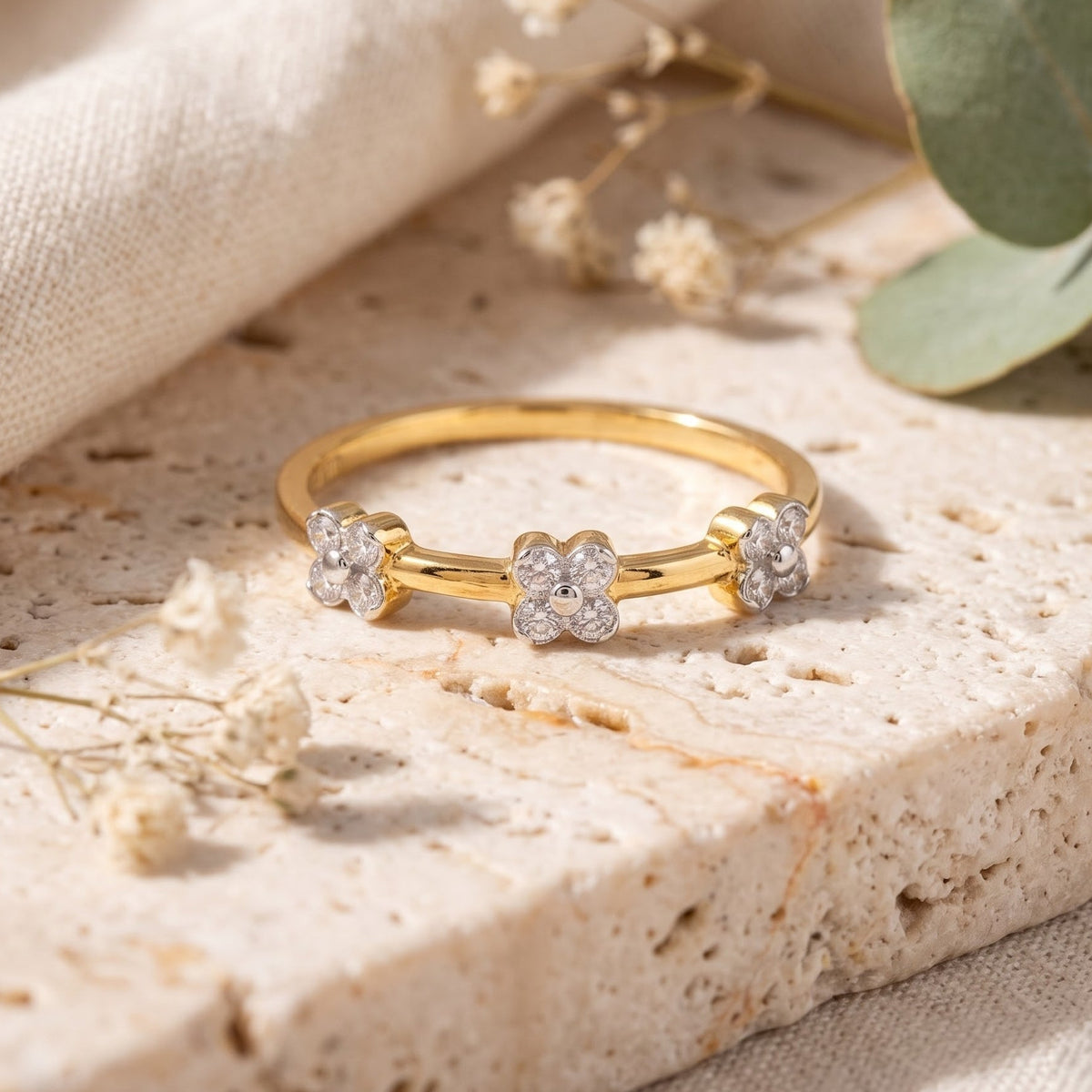 Nivelle Floral Trio Lab Grown Diamond Ring