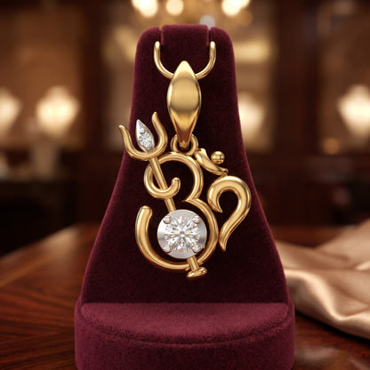Trishul Om Lab Grown Diamond Pendant