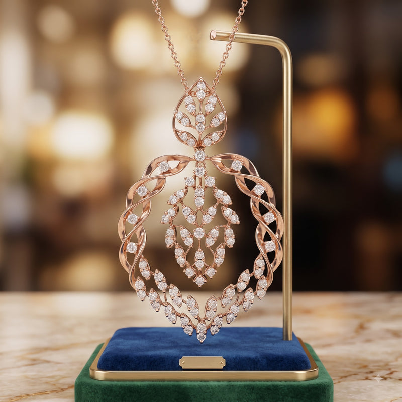 Serpentine Leaf Lab Grown Diamond Pendant