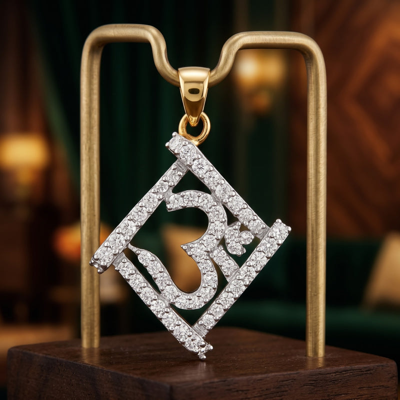 Shimmering Grid Om Lab Grown Diamond Pendant