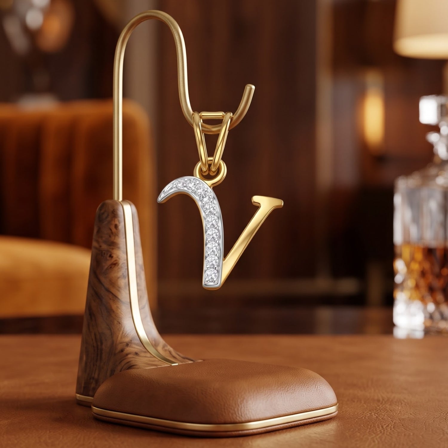 V-Initial Lab Grown Diamond Pendant