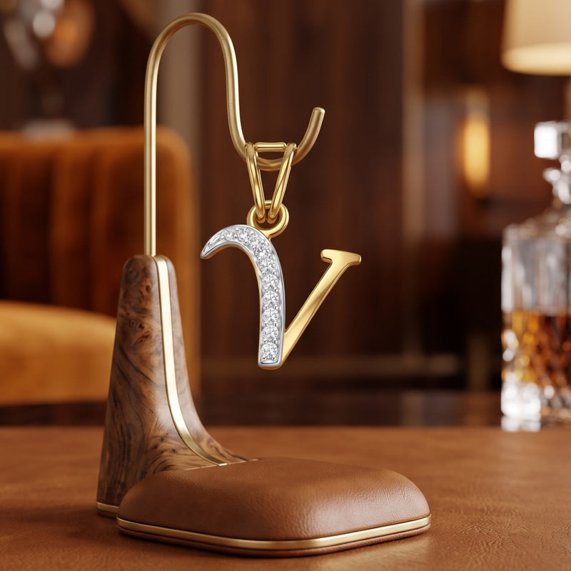 V-Initial Lab Grown Diamond Pendant