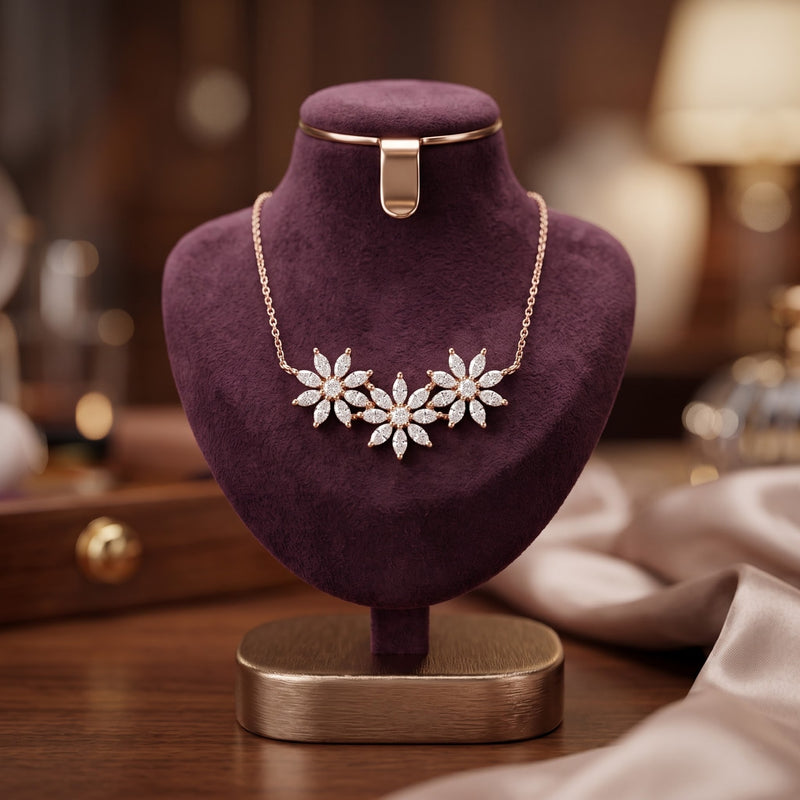 Trio Floral Climber Lab Grown Diamond Pendant