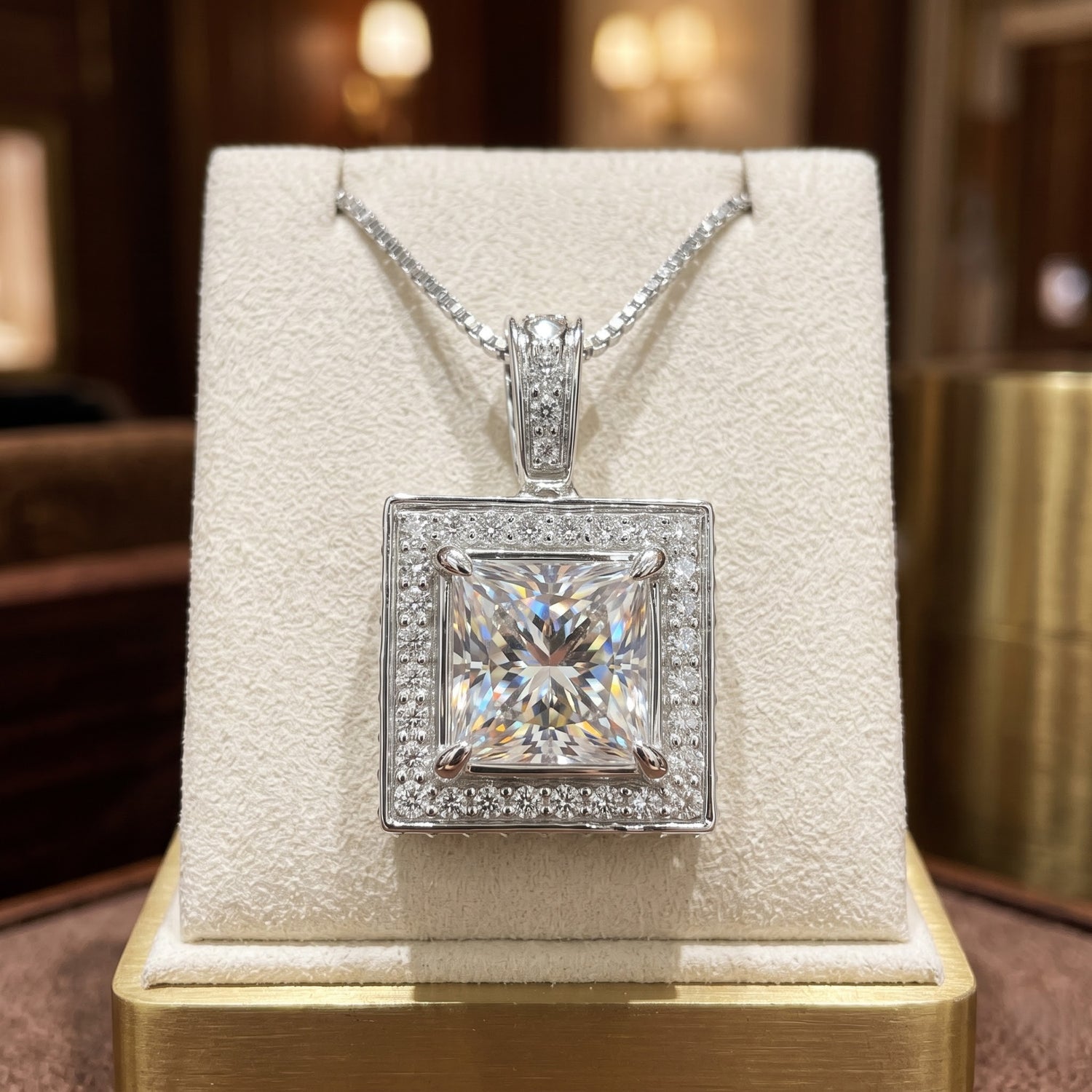 Luminary Square Solitaire Lab Grown Diamond Pendant