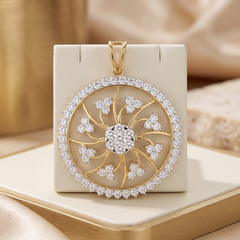 Luminous Sunwheel Lab Grown Diamond Pendant