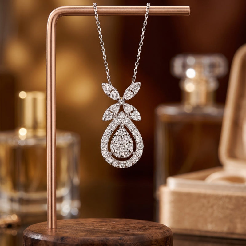 Serenity Leaf Drop Lab Grown Diamond Pendant