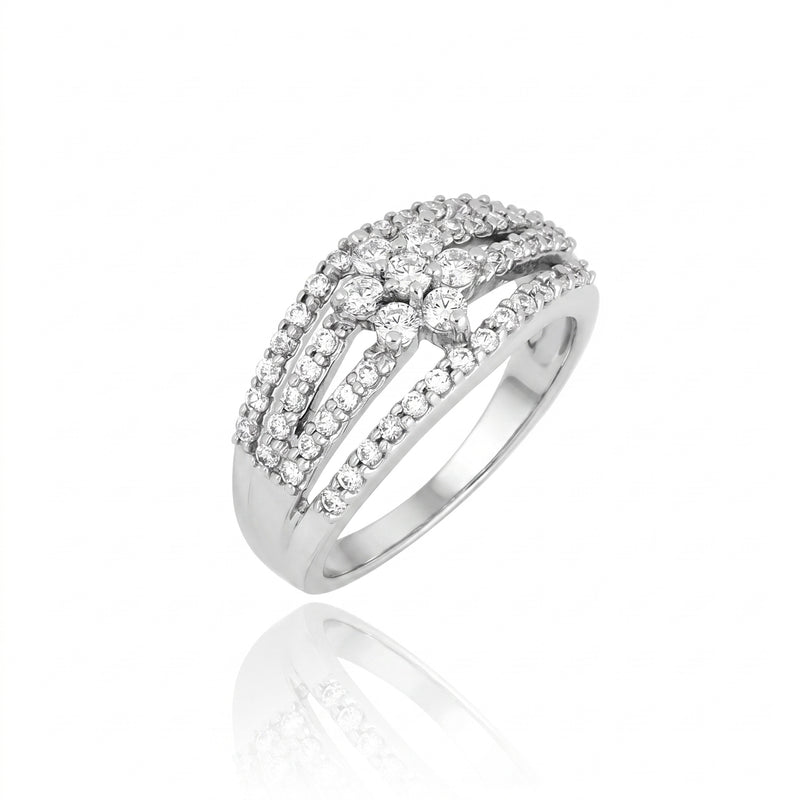 White Lily Cluster Lab Grown Diamond Ring