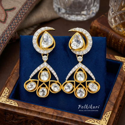Moonlight Cascade Lab Grown Polki Earrings