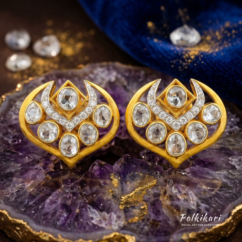 Radiant Crescent Lab Grown Polki Earrings