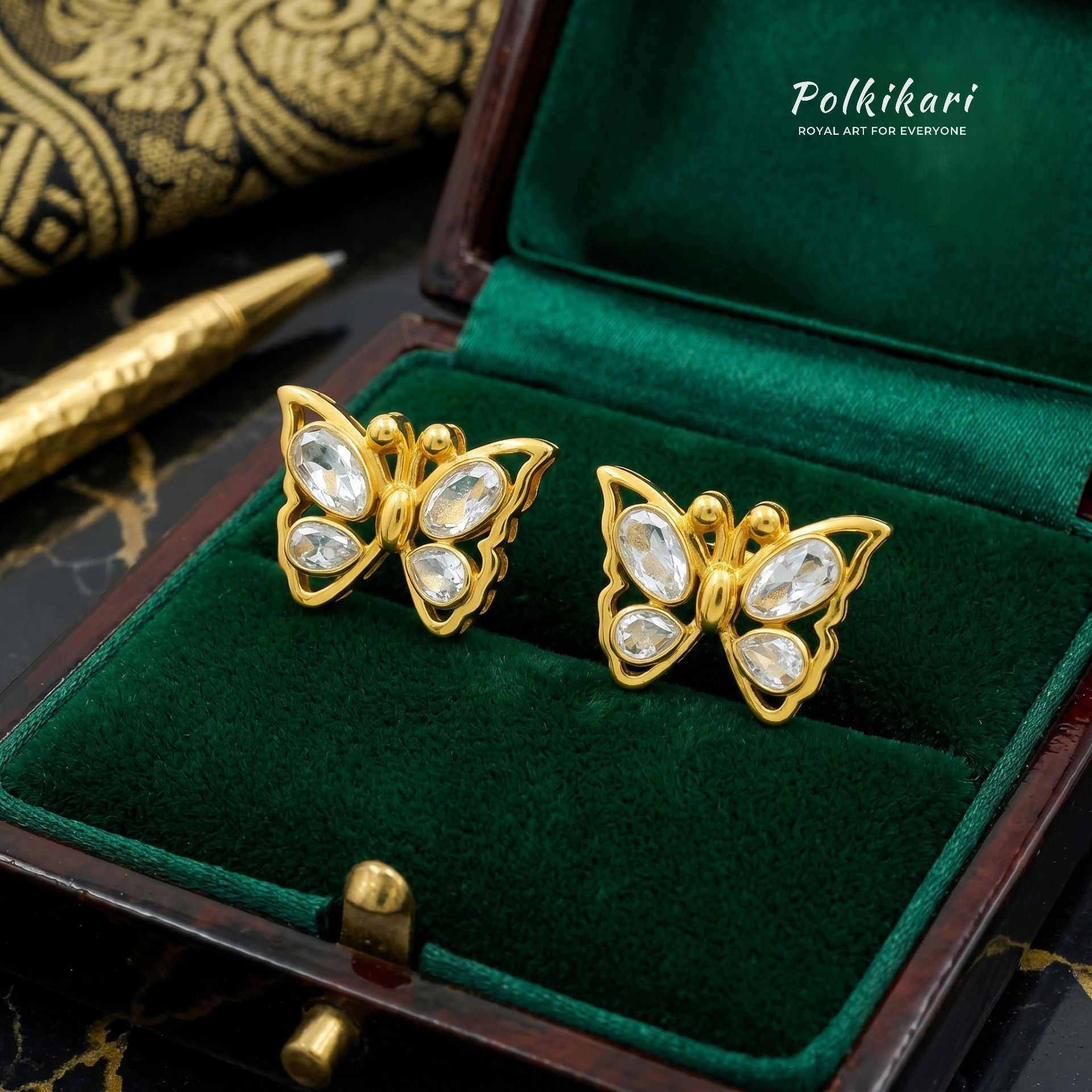 Butterfly Sparkle Lab Grown Polki Earrings