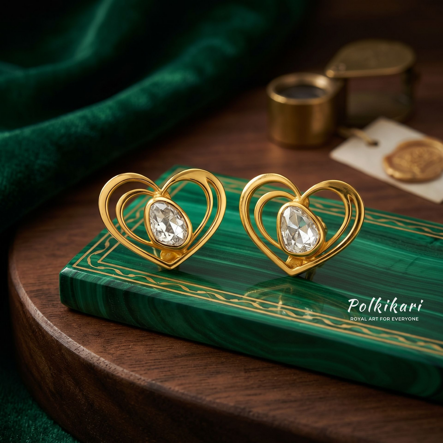 Heart Sparkle Lab Grown Polki Earrings