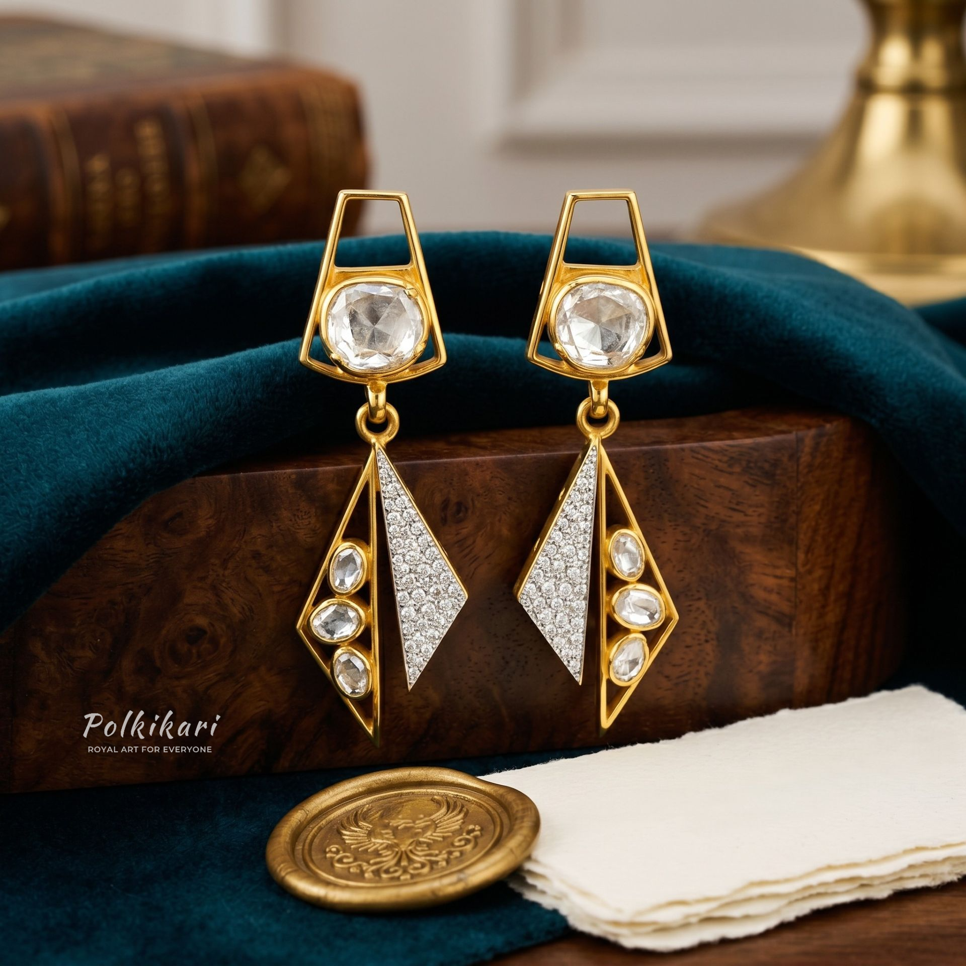 Radiant GeoGlitz Lab Grown Polki Earrings