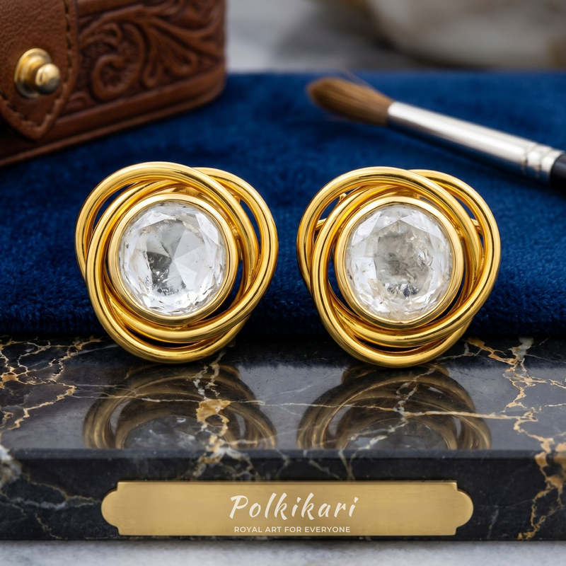 Coiled Sparkle Lab Grown Polki Earrings