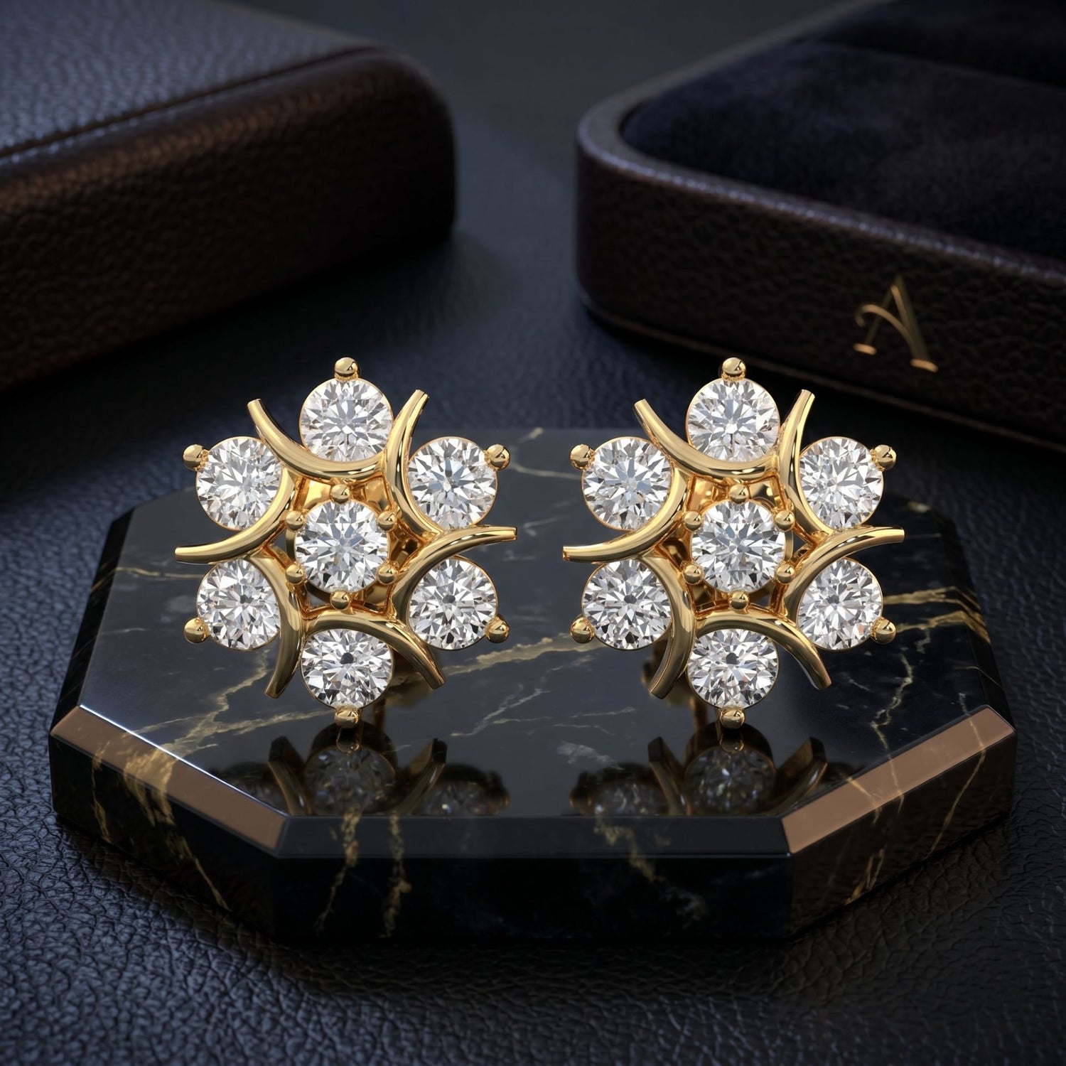 Elegant Floral Lab Grown Diamond Stud Earrings