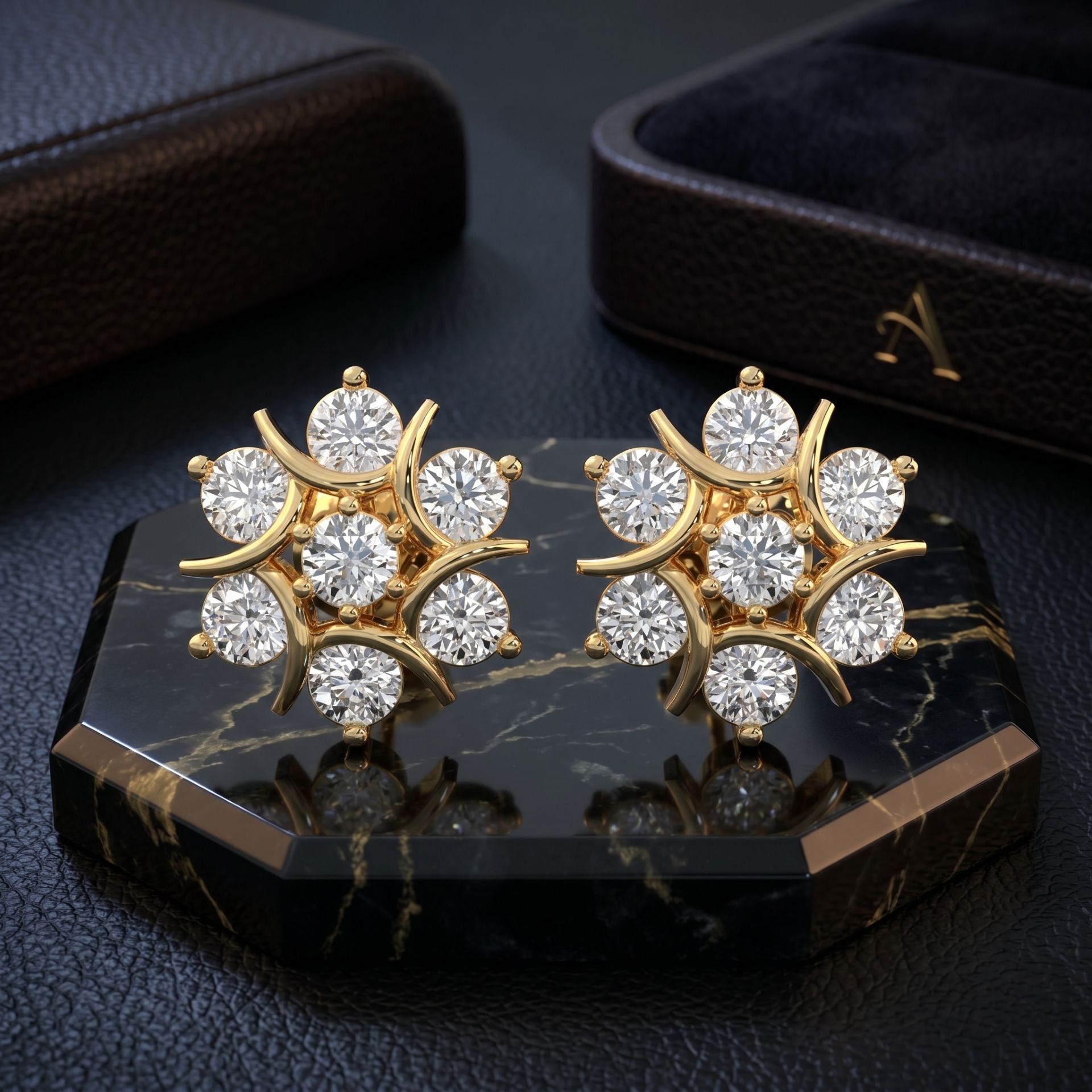 Elegant Floral Lab Grown Diamond Stud Earrings