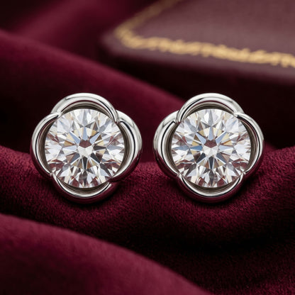 Everpetal Halo Solitaire Lab Grown Diamond Earrings