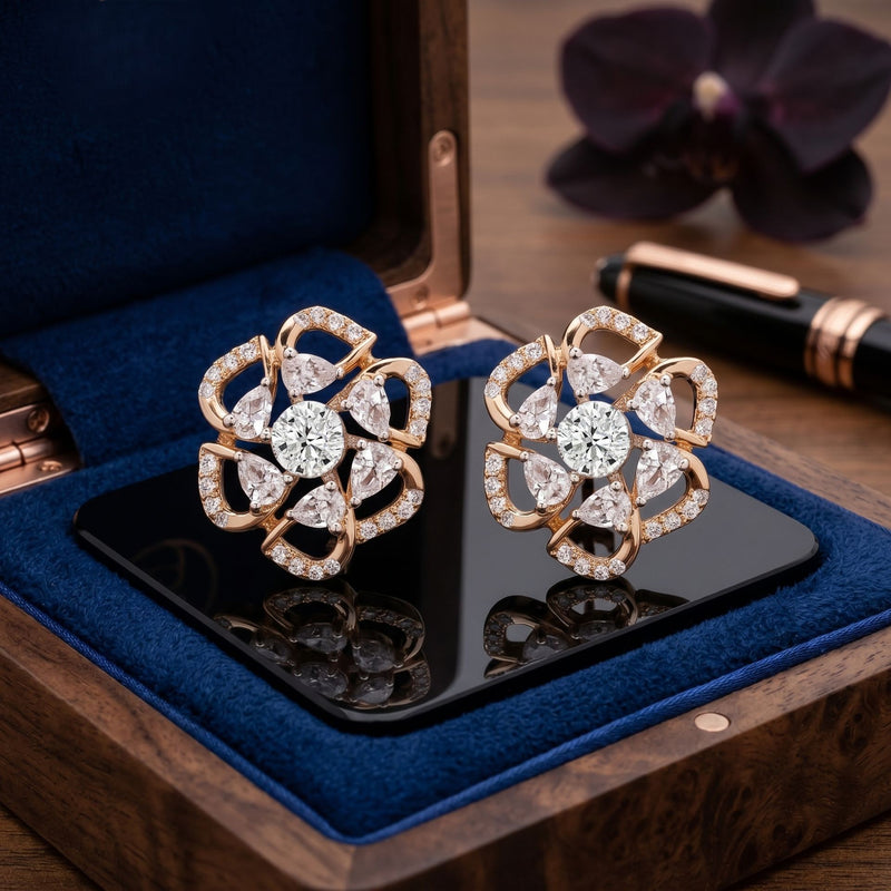 Floral Petal Lab Grown Diamond Earrings