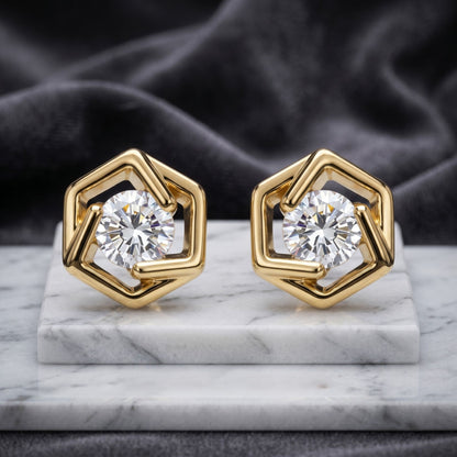 GeoHalo Spark Lab Grown Diamond Earrings