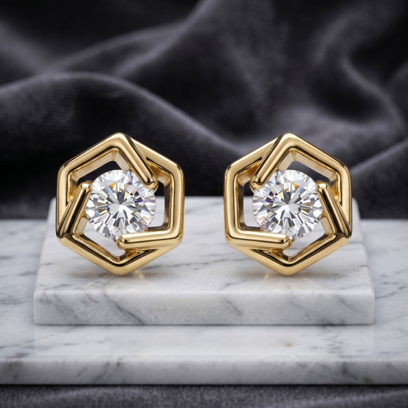 GeoHalo Spark Lab Grown Diamond Earrings