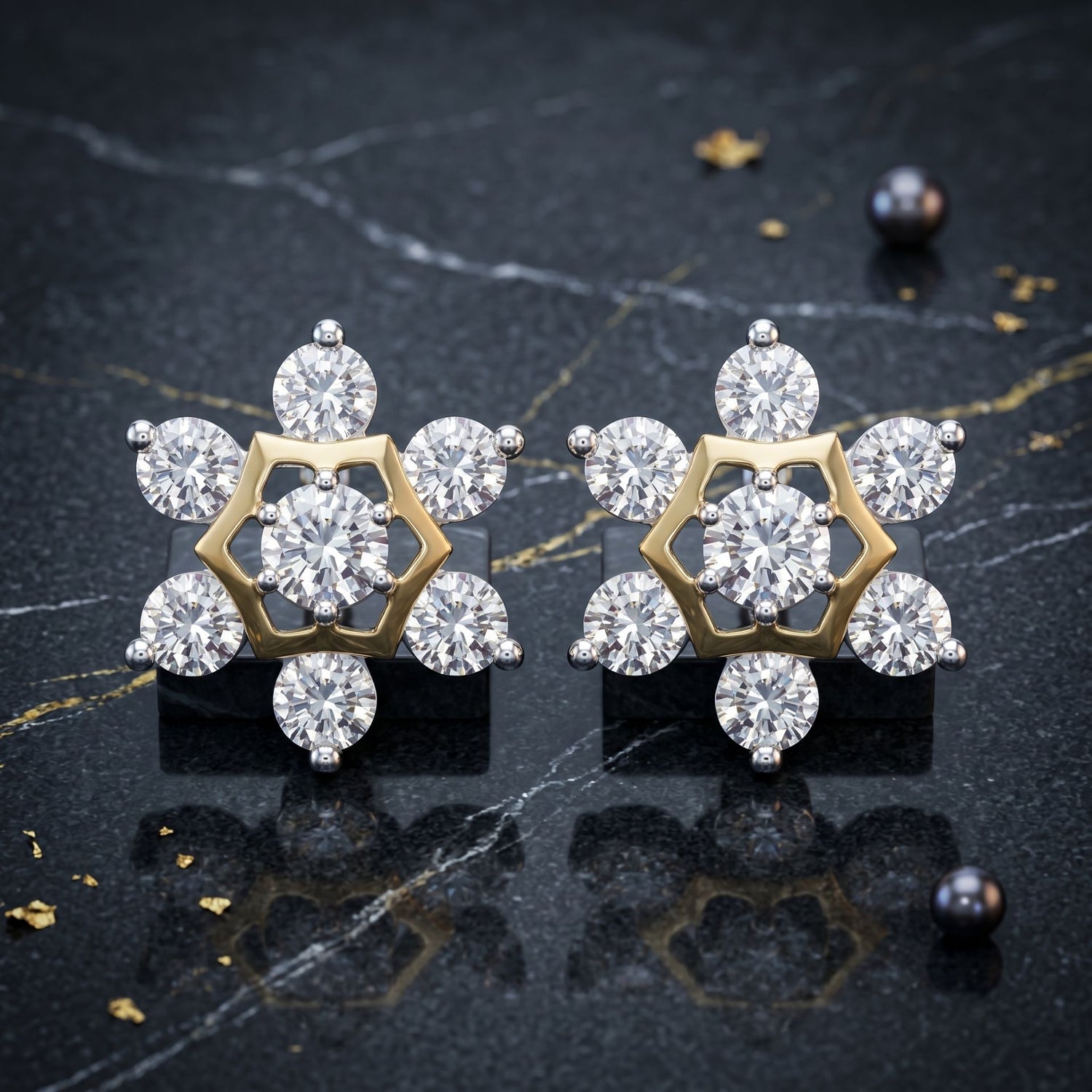 Golden Snowstar Lab Grown Diamond Earrings