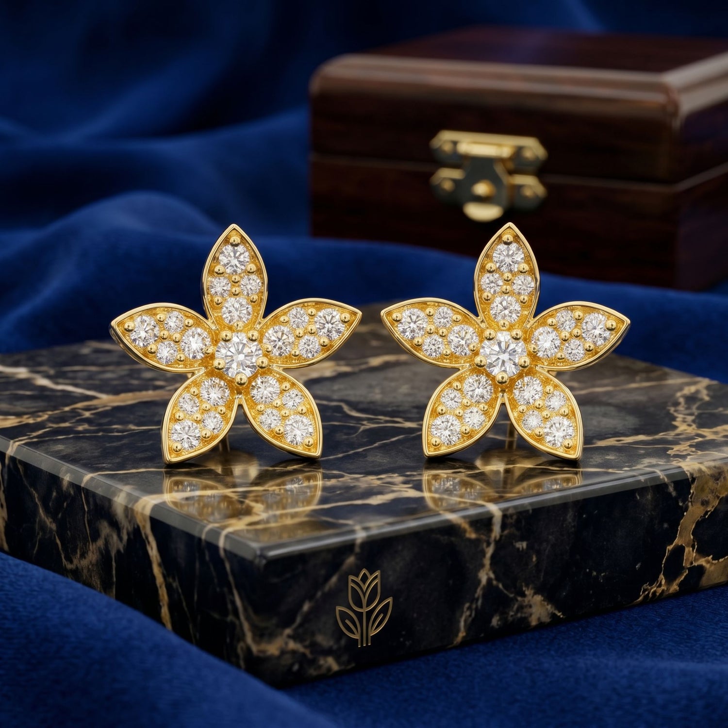 Golden Starflower Lab Grown Diamond Earrings