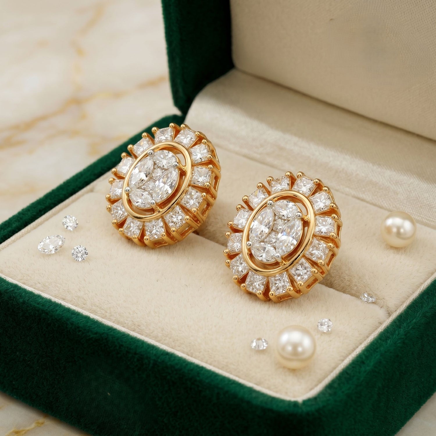 Golden Sunflower Lab Grown Diamond Earrings