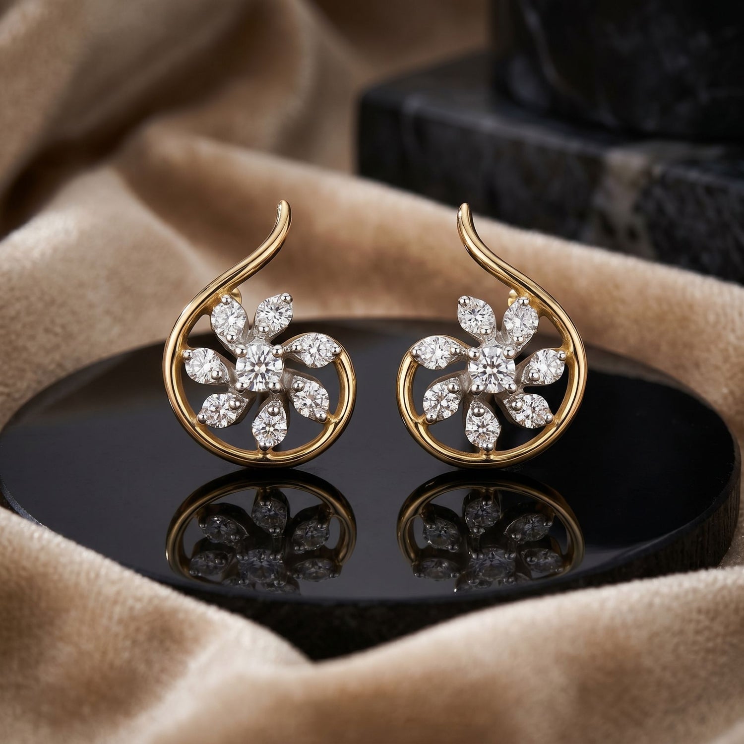 Sculptural Floral Lab Grown Diamond Earrings