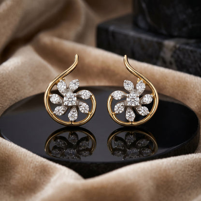 Sculptural Floral Lab Grown Diamond Earrings
