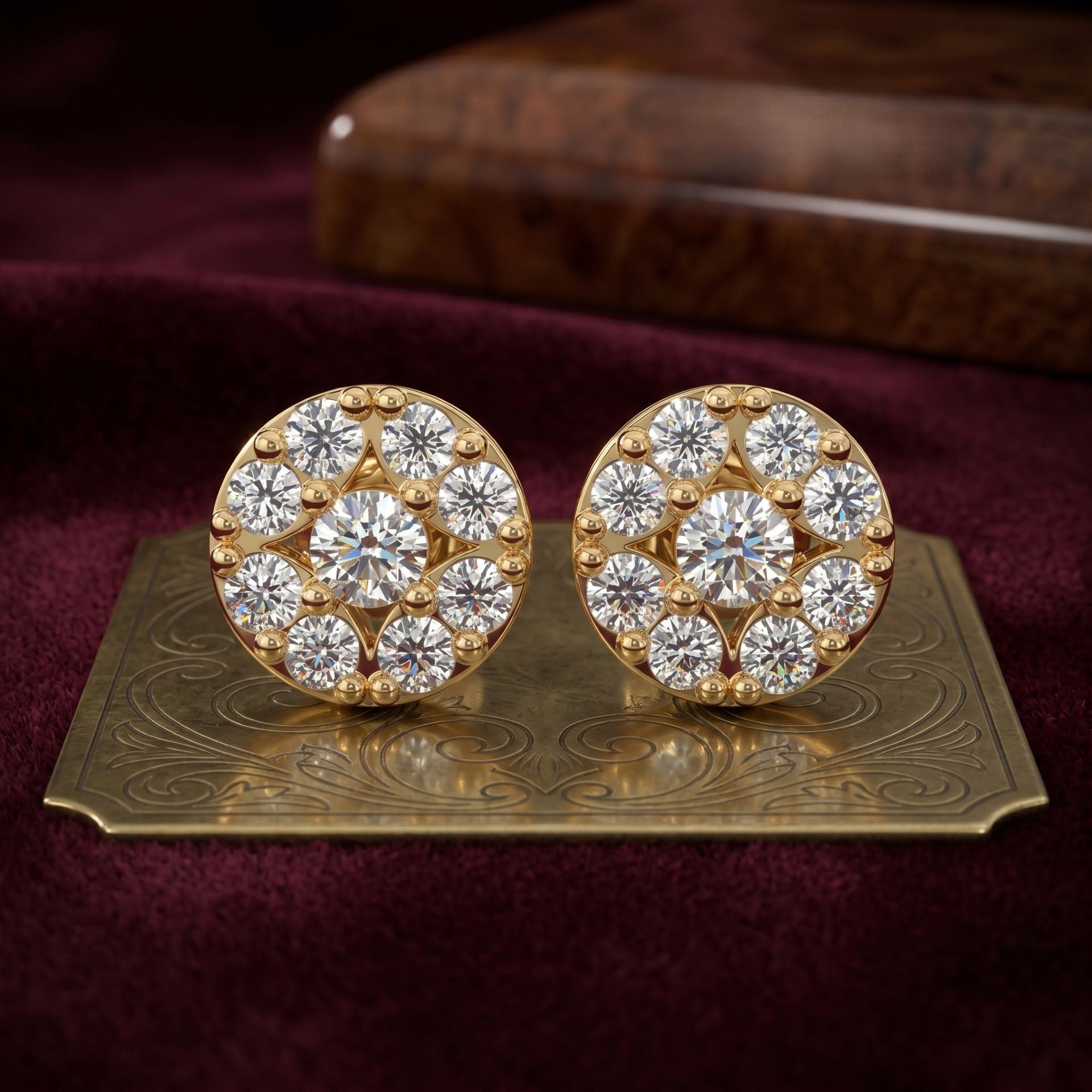 Radiant Halo Lab Grown Diamond Stud Earrings