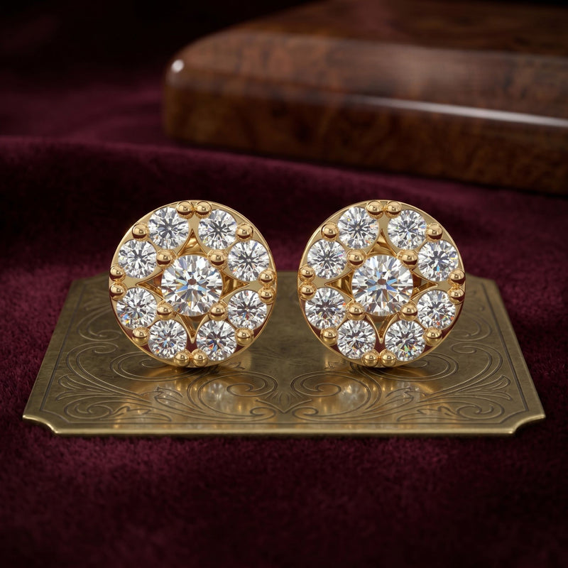 Radiant Halo Lab Grown Diamond Stud Earrings