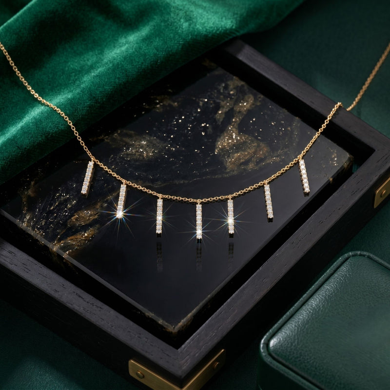 Floating Lab Grown Diamond Bars Necklace