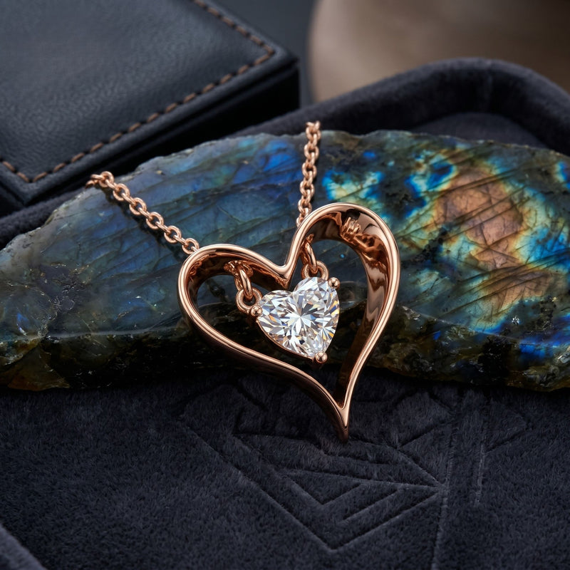 Liquid Heart Solitaire Lab Grown Diamond Necklace
