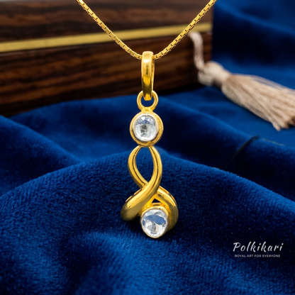 Twin Sparkle Twist Lab Grown Polki Pendant
