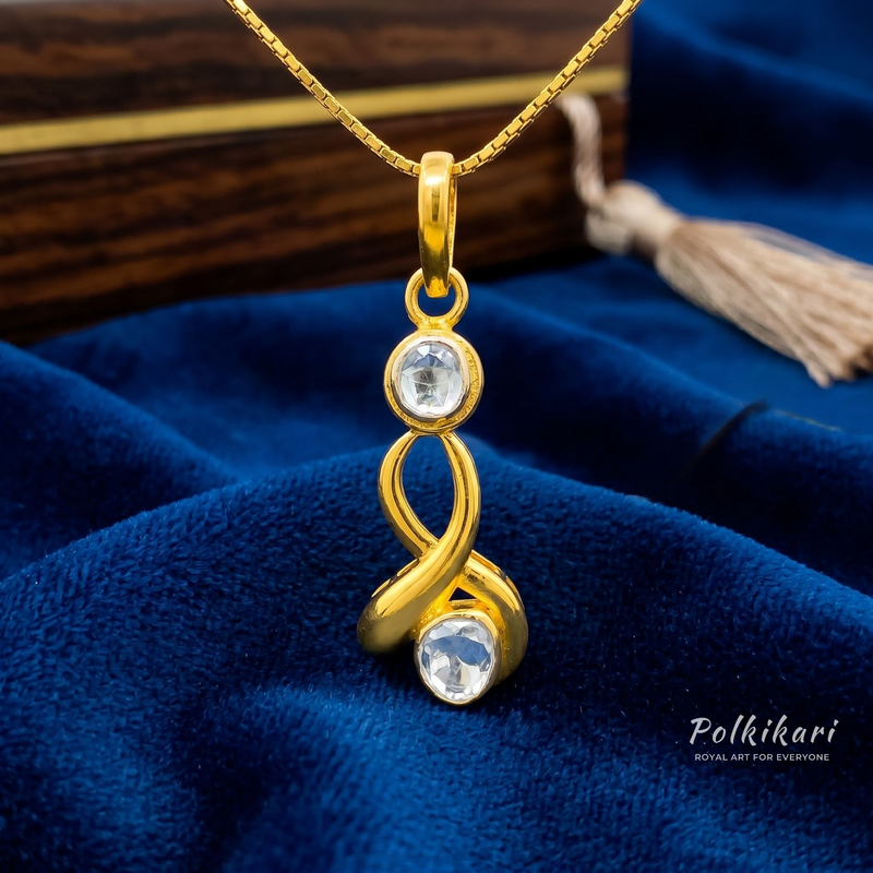 Twin Sparkle Twist Lab Grown Polki Pendant