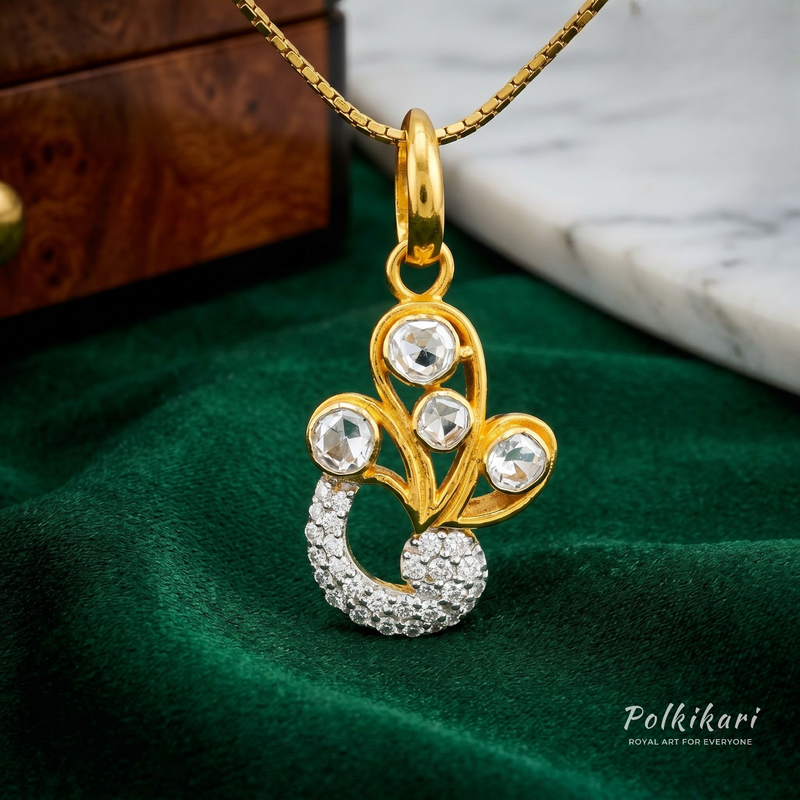 Blossom Coil Sparkle Lab Grown Polki Pendant