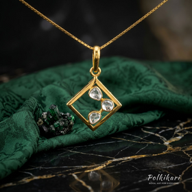Abstract Trio Lab Grown Polki Pendant