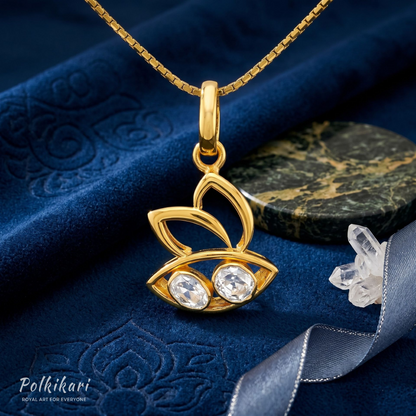Golden Blossom Eye Lab Grown Polki Pendant