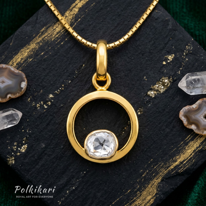 Orbital Halo Lab Grown Polki Pendant